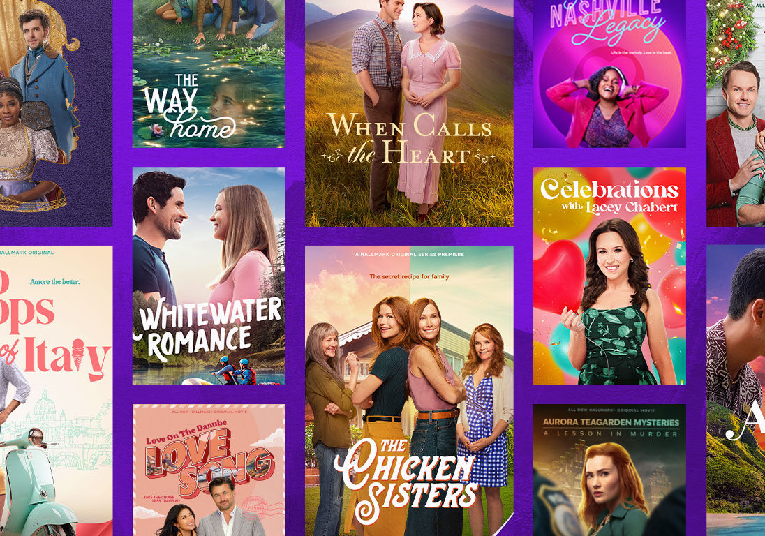 Collage of Hallmark+ series and movies covers