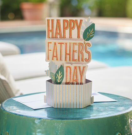 Happy Fathers Day card pop-up card with leaves