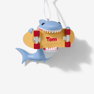 Shark With Skateboard Personalized Text Ornament