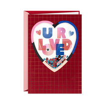 U R Loved Confetti Shaker Heart Love Card for Kids