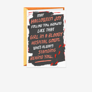 Creepy Hospital Gown Girl Funny Halloween Card