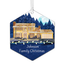 Johnson Family Christmas personalized ornament with home pictured
