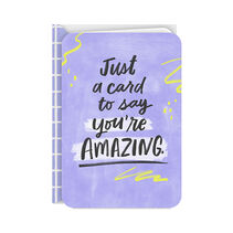 Card with photo illustration of big and little potted plant characters with doodled smiley faces, hands and leaves.
