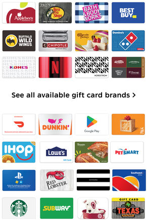 Click to see all available gift card brands