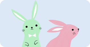 A pink and green bunny