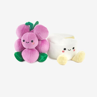 Grape and cheese magnetic stuffed animal pair.