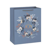 13" Cottages on Icy Blue Large Christmas Gift Bag