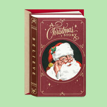 Christmas card with a retro Santa Claus on the front. 