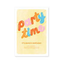 Party Time Balloon Letters Flat Birthday Invitation