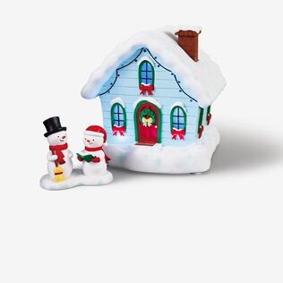 Snowman Village Musical Christmas House and Carolers Tabletop Decorations.