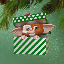 Gremlin in a Christmas present box ornament