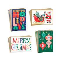 Retro Merry Wishes assorted boxed Christmas cards, pack of 16