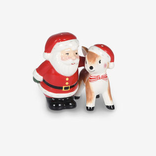 Santa and deer porcelain figurines