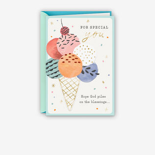 Hope God Piles on the Blessings Religious Birthday Card