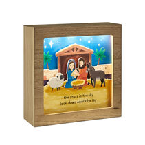 Manger Scene musical shadow box with light, 7x7