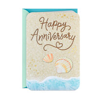 Heres to Another Year shells on beach Anniversary Card