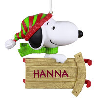 The Peanuts&reg; Gang Sledding With Snoopy Personalized Ornament with Custom Text