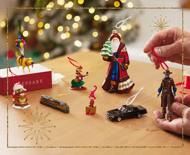 A display of limited quantity ornaments on a wooden table