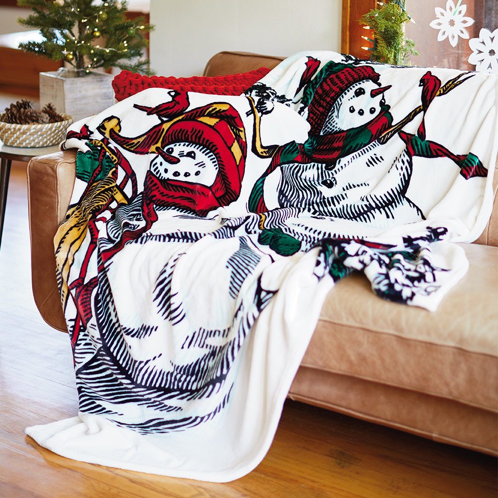Christmas in Evergreen Snowman Blanket