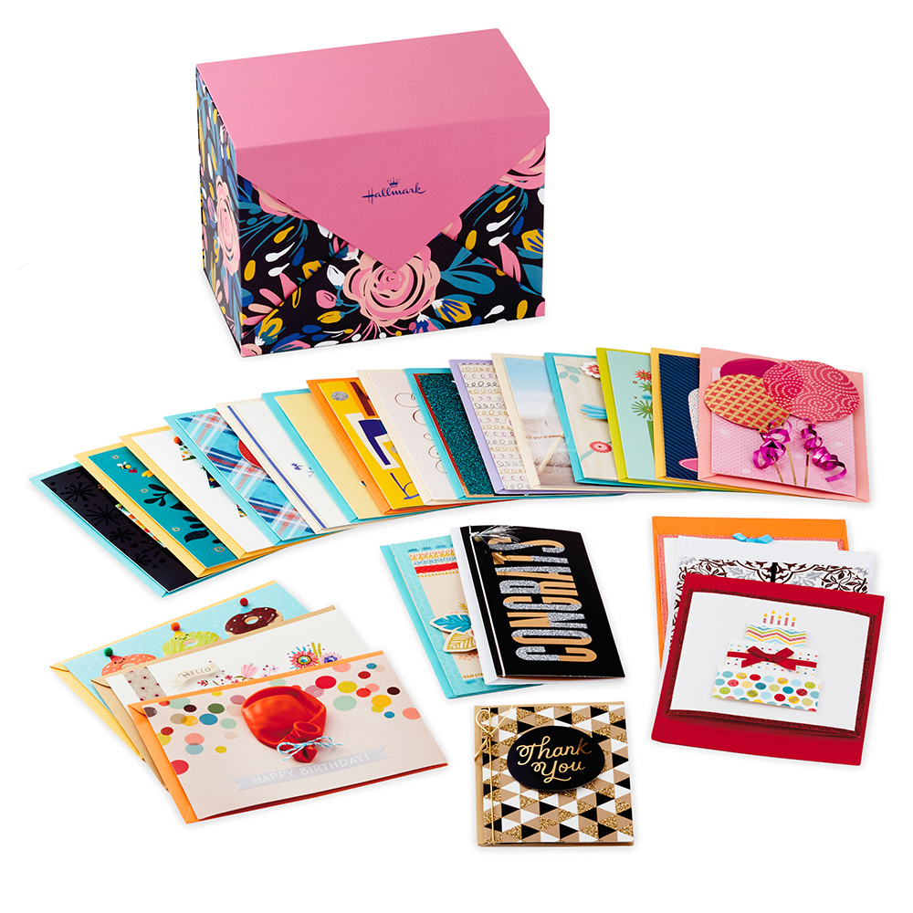 Assorted Cards for All Occasions in Floral Organizer Box