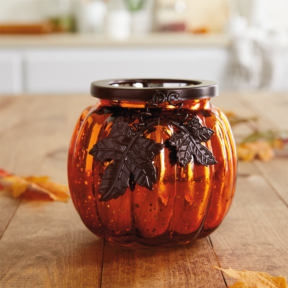 Mercury Glass Pumpkin LED Candle Holder