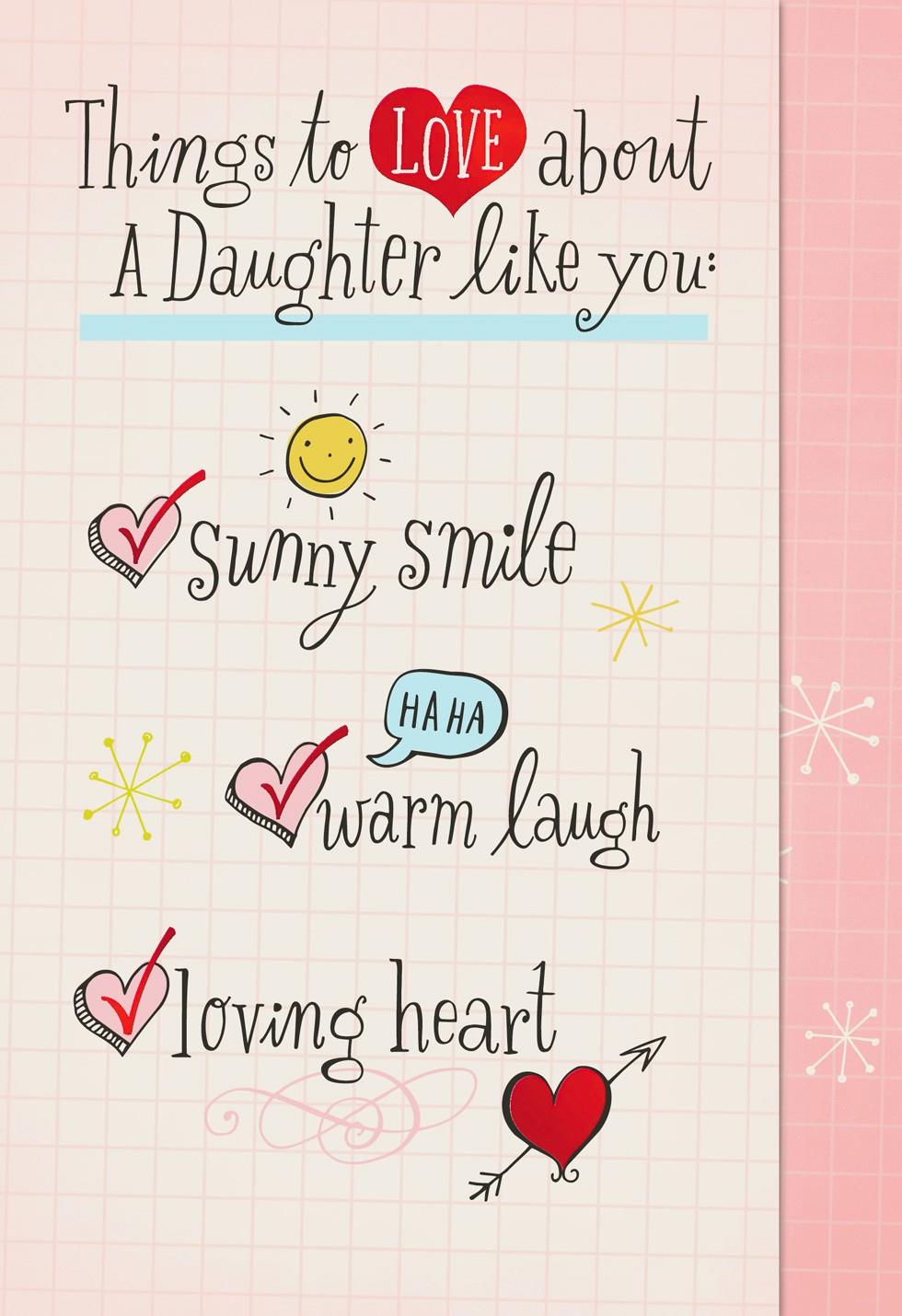 Daughter Love Checklist Valentine's Day Card - Greeting ...