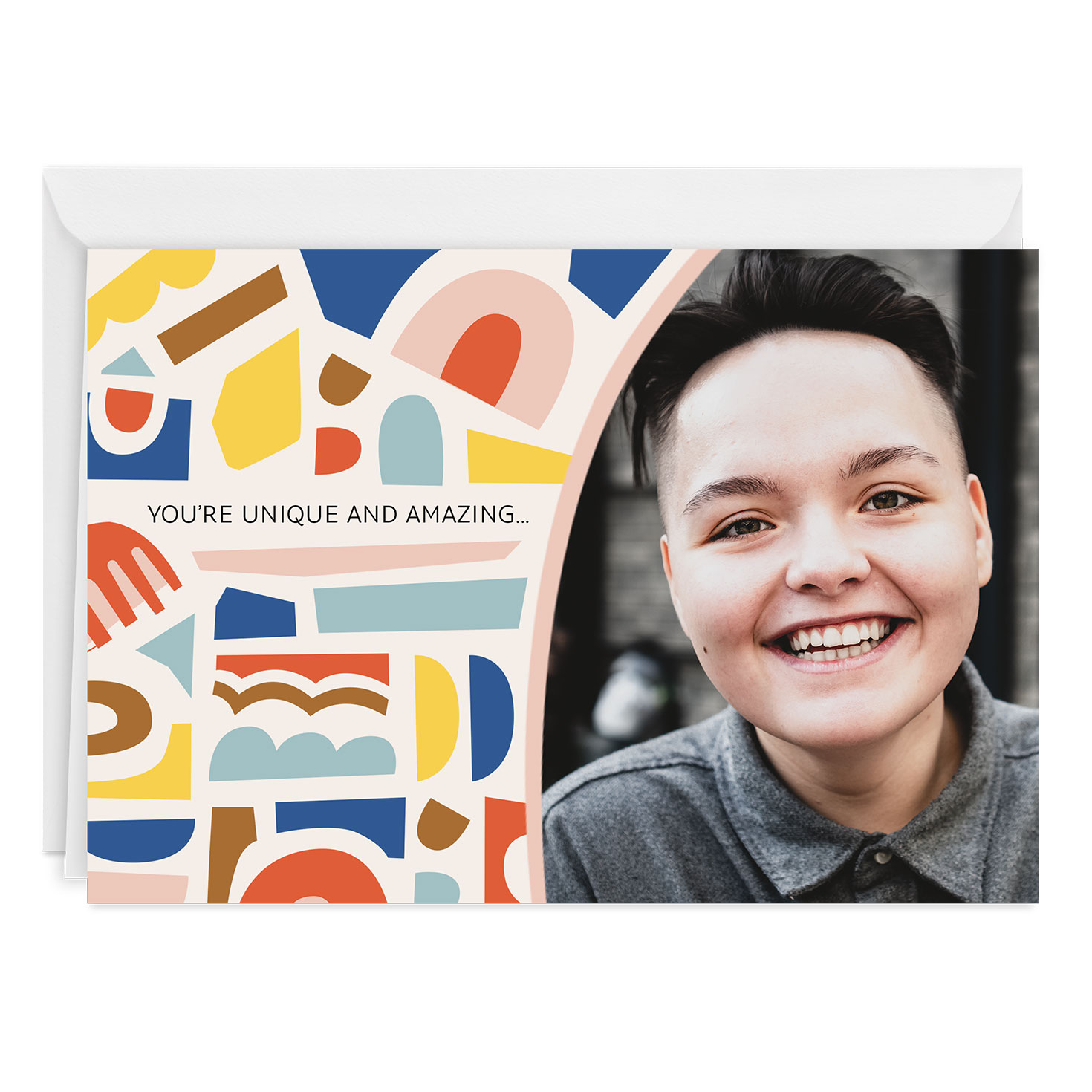 Personalized Colorful Shapes Photo Card 