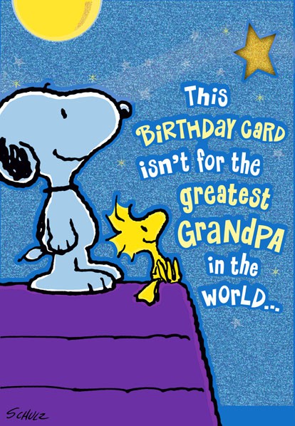 Greatest Grandpa Snoopy and Woodstock Birthday Card 