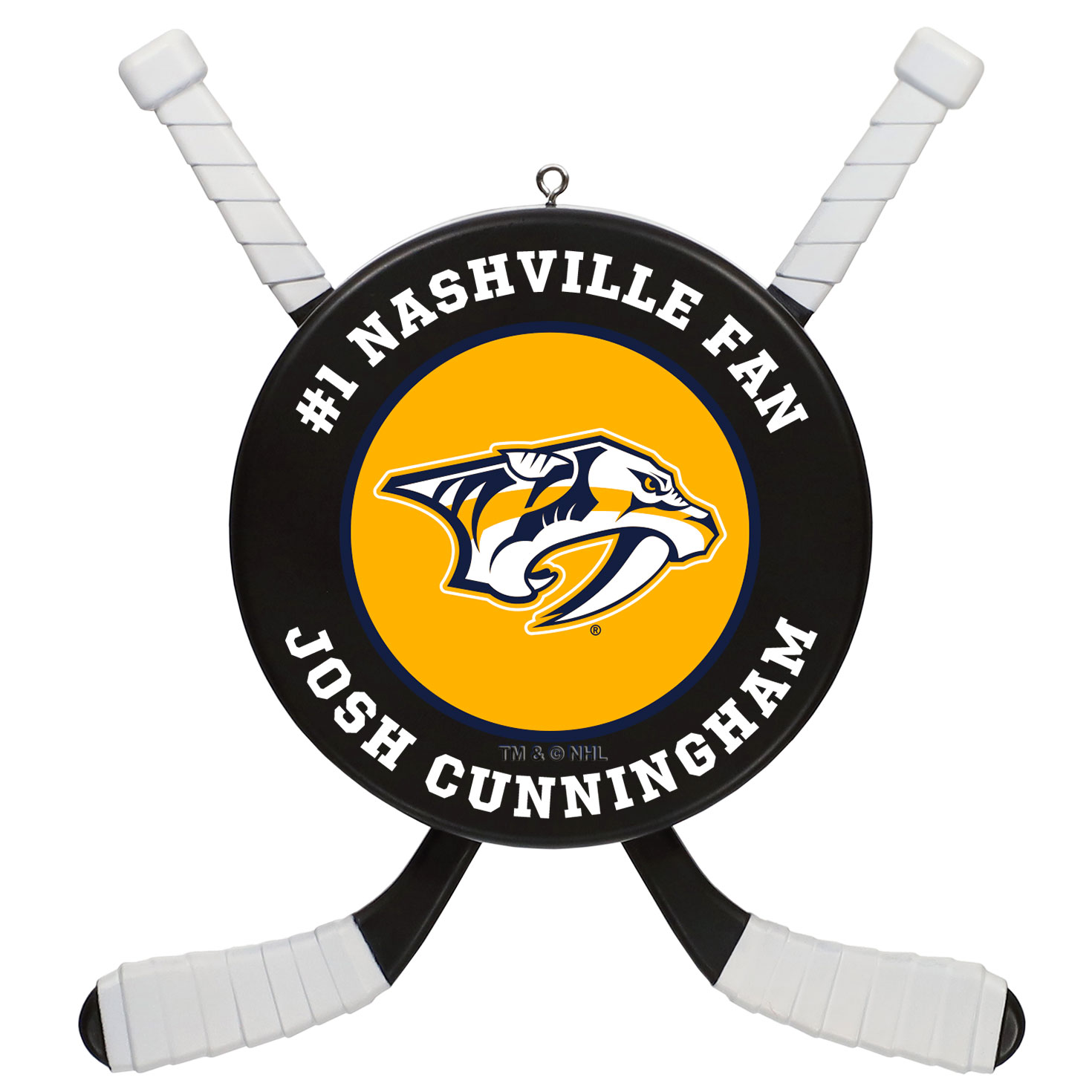 NHL Nashville Predators® Hockey Personalized Ornament, Custom Text