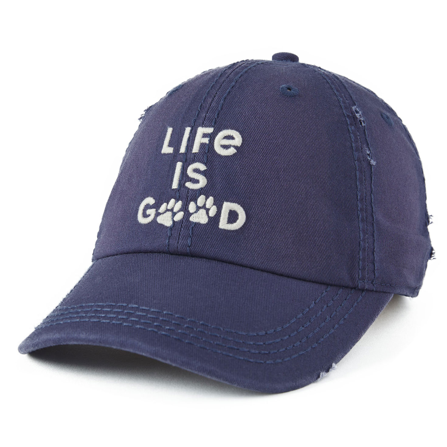 Life Is Good Paw Print Navy Blue Baseball Cap - Scarves, Hats