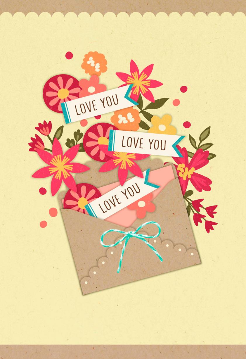 Envelope Of Flowers Romantic Birthday Card 599fbd4219