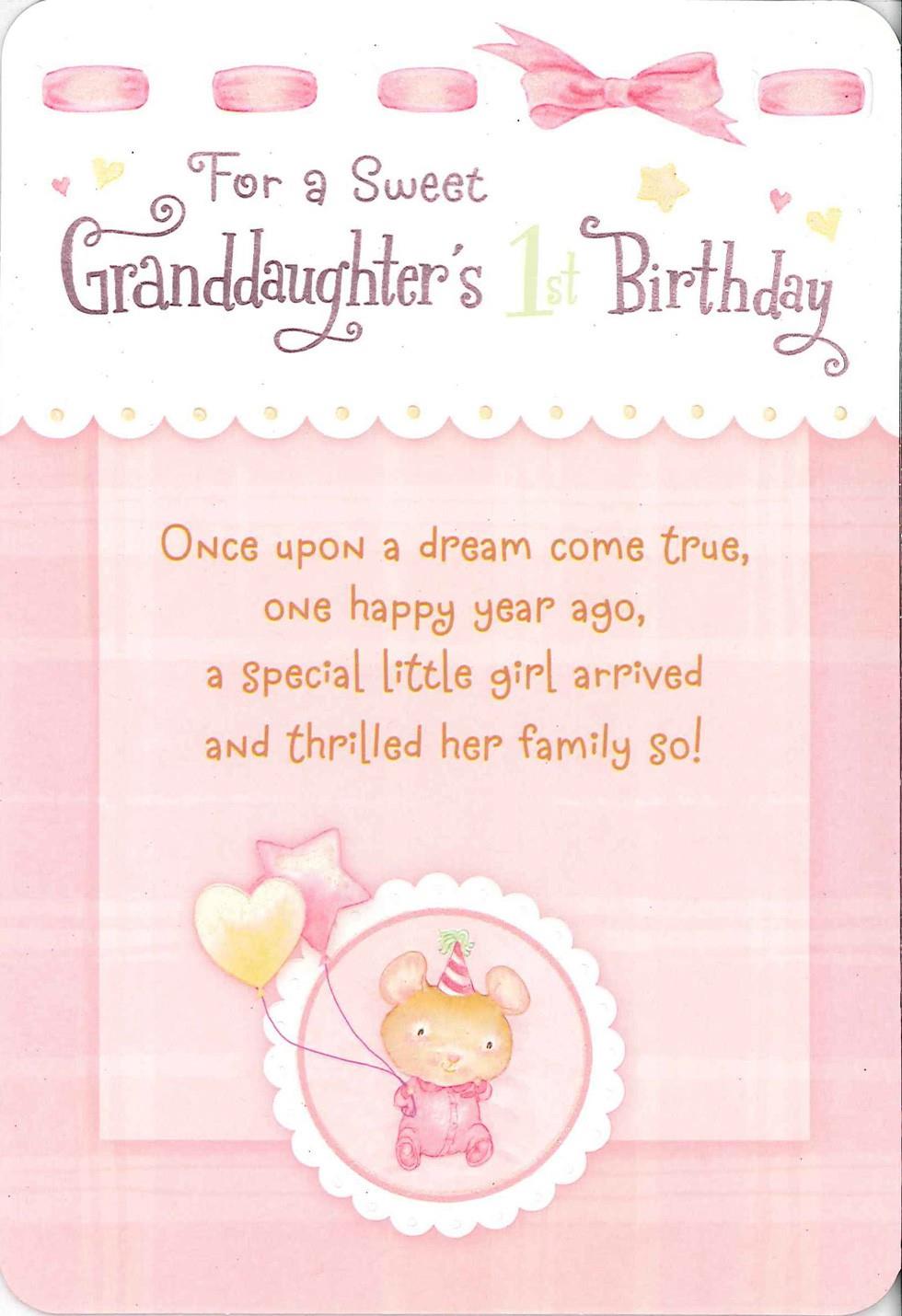 For a Sweet Granddaughter's First Birthday Card - Greeting 