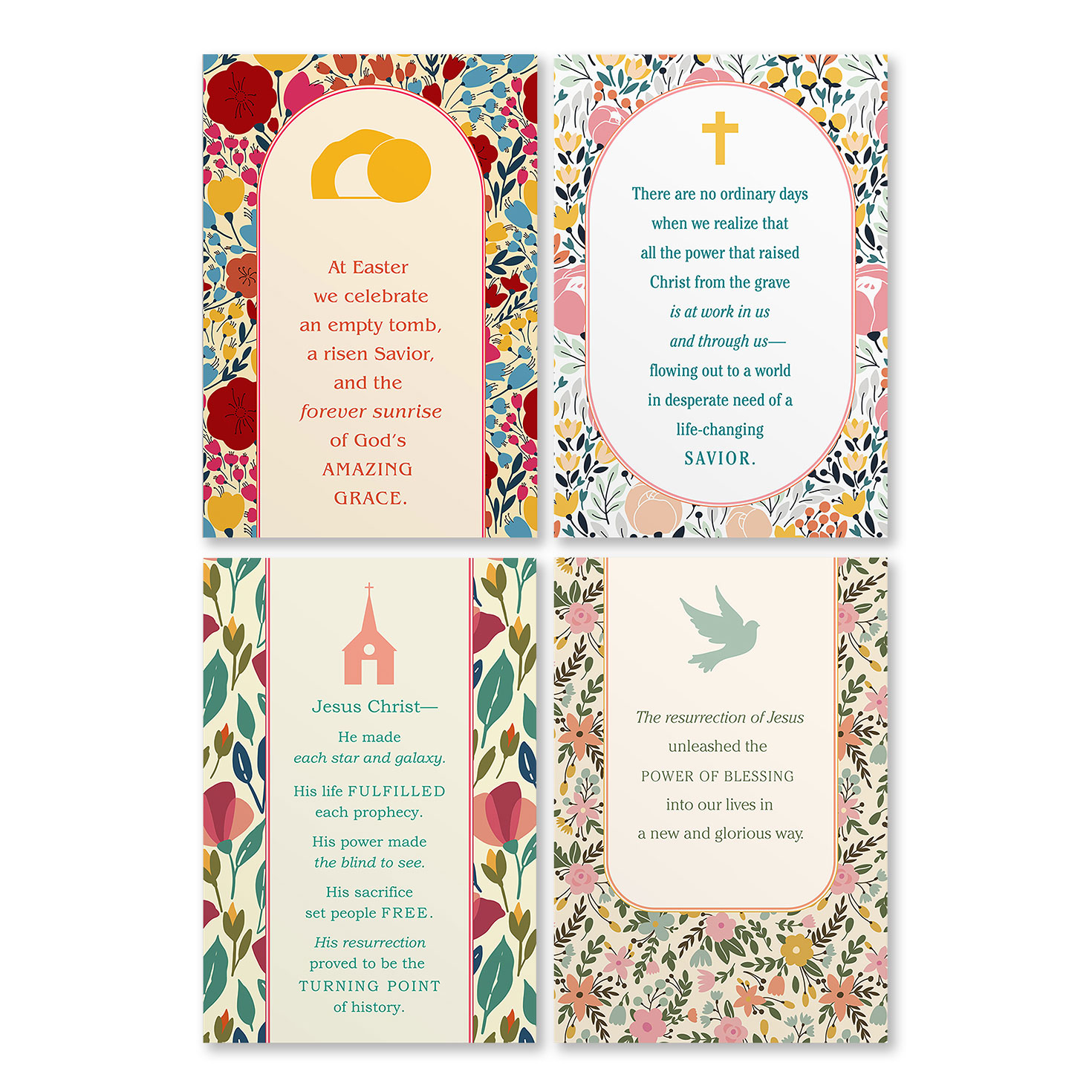 Charming Floral Patterns And Photos Assorted Religious Easter Cards, Box Of 24 - Boxed Cards - View #2