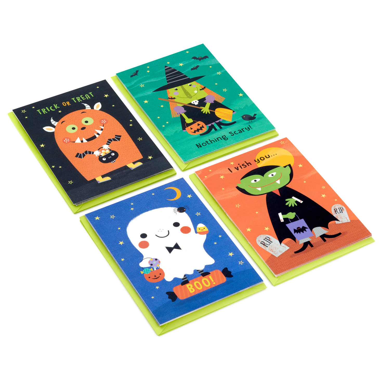 Glow in the Dark Boxed Halloween Cards Assortment, Pack of 16 Boxed