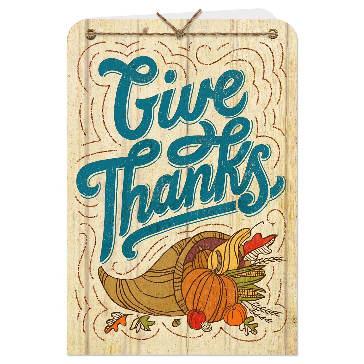 Give Thanks Cornucopia Thanksgiving Card - Greeting Cards ...