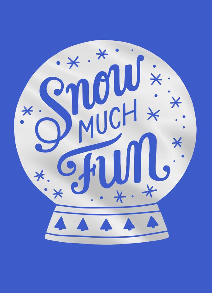 Blue Stencil Snow Globe Christmas Card - Greeting Cards 
