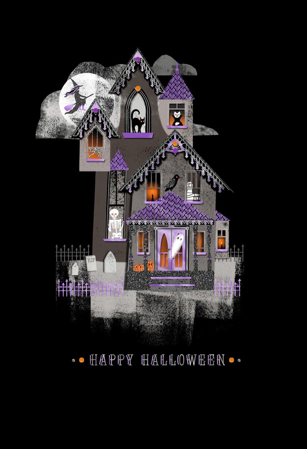 spirited haunted house halloween card greeting cards birthday card format