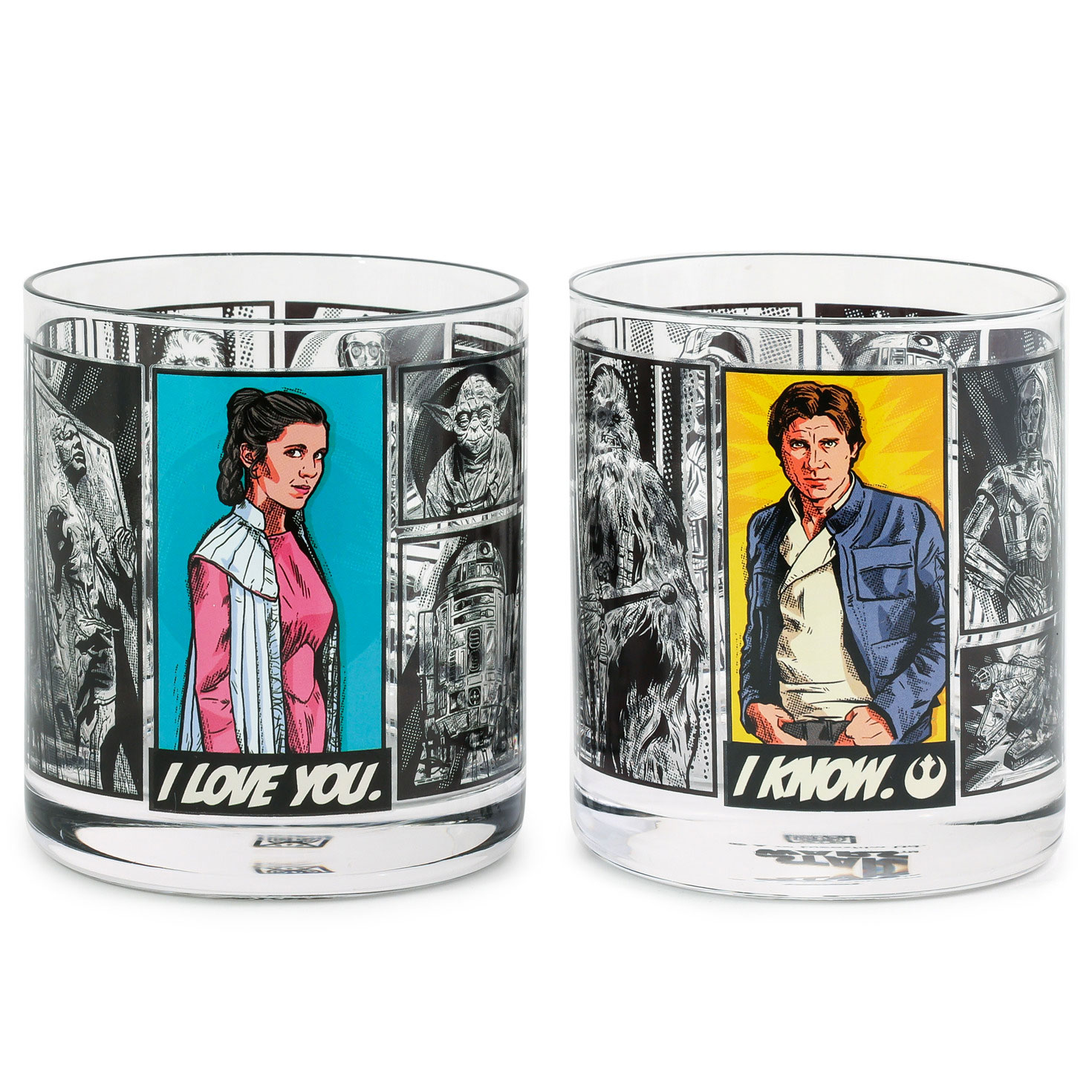 Star Wars™ Han Solo™ and Princess Leia™ Drinking Glasses, Set of 2