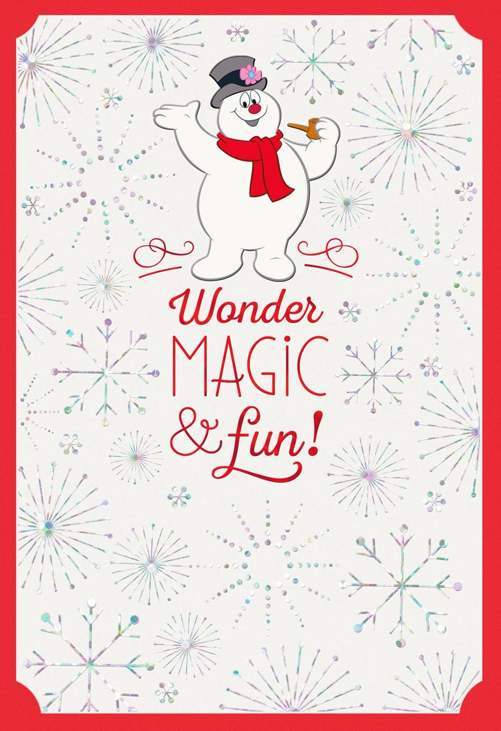frosty the snowman wonder magic fun christmas card greeting