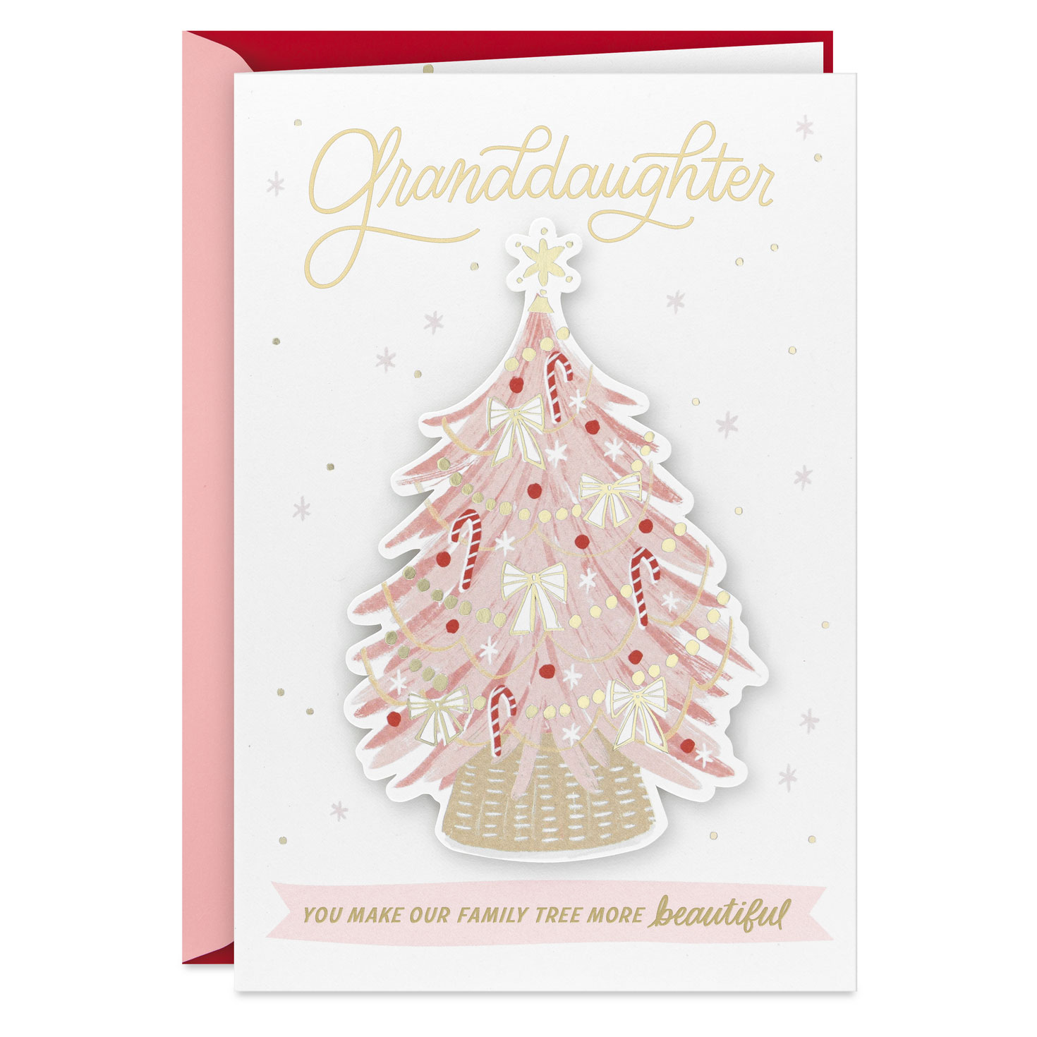 WHITE COTTON CARDS Weihnachtskarte Für Enkelin – Handgefertigt, 16x16 Cm, Mit Strass & Glitzer