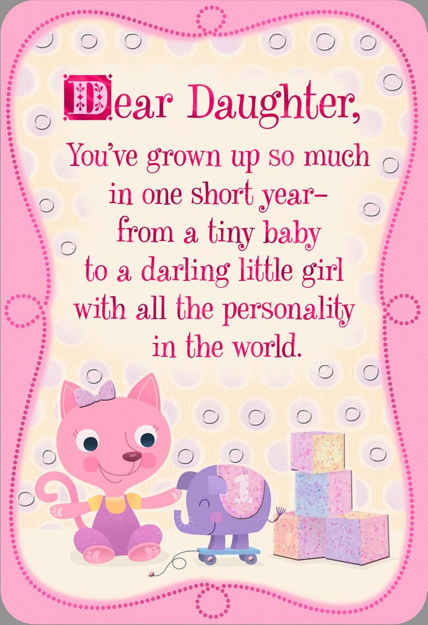 Pink Kitten 1st Birthday Card for Daughter Greeting 