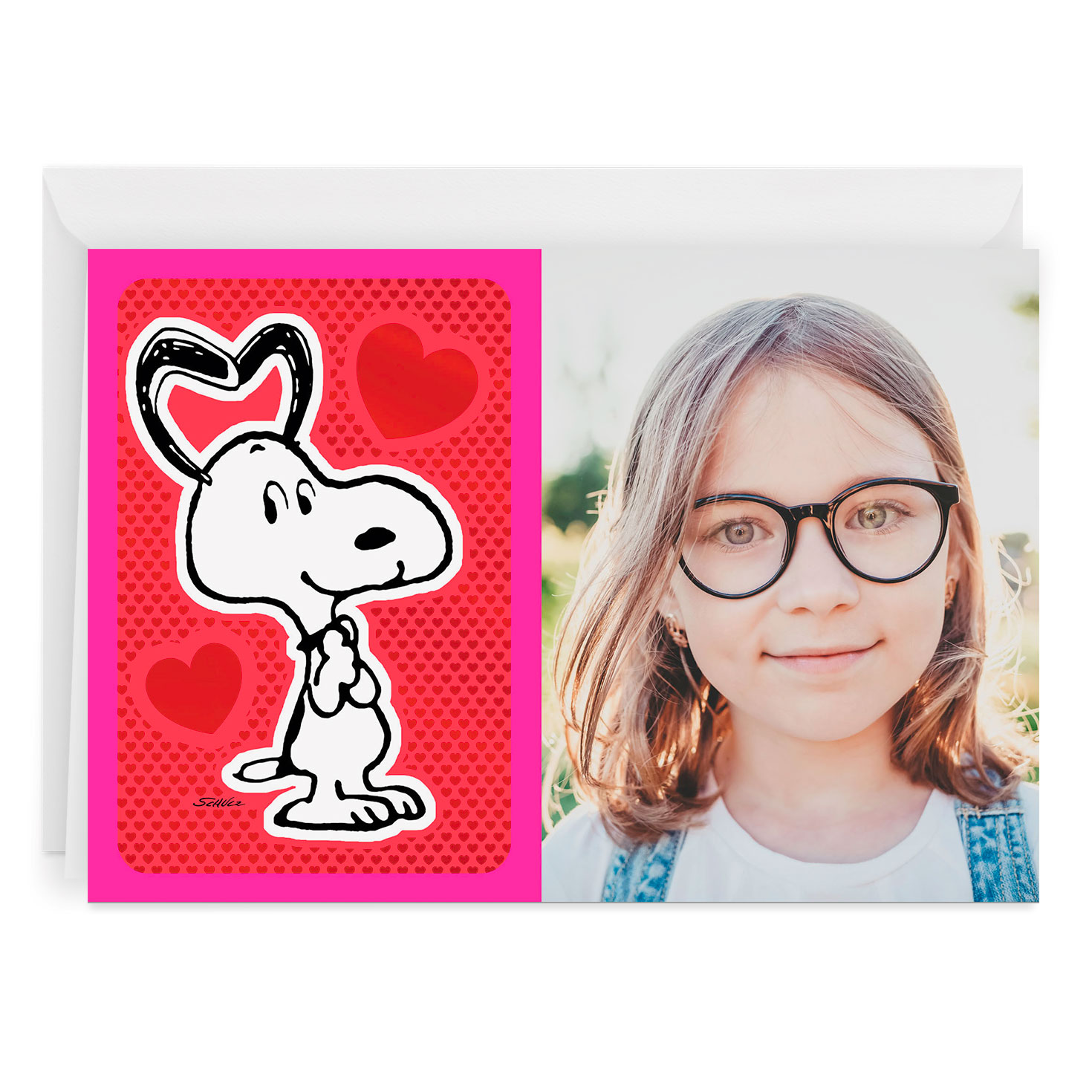 Personalized Peanuts® Snoopy and Hearts Love Photo Card - Greeting