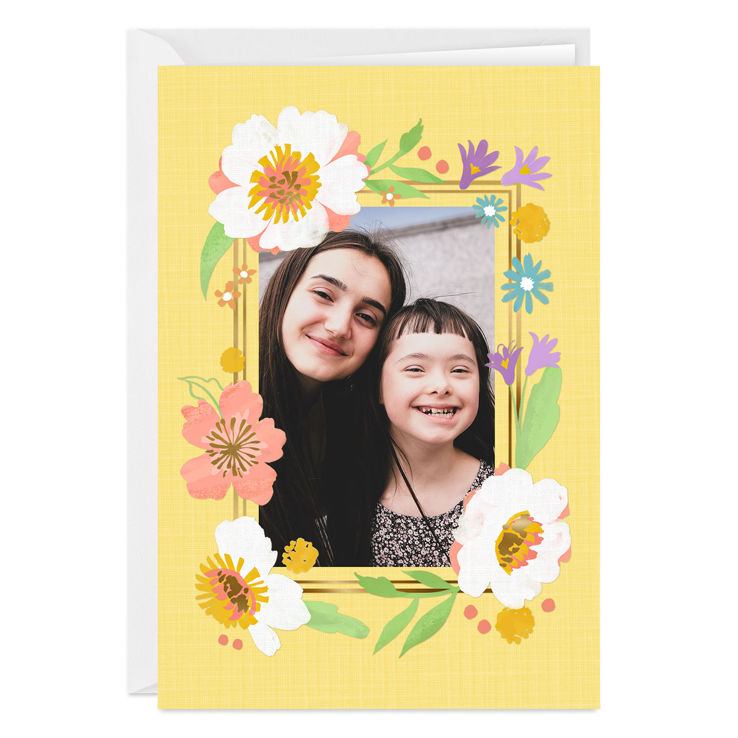 Personalized Wildflowers Frame Photo Card 