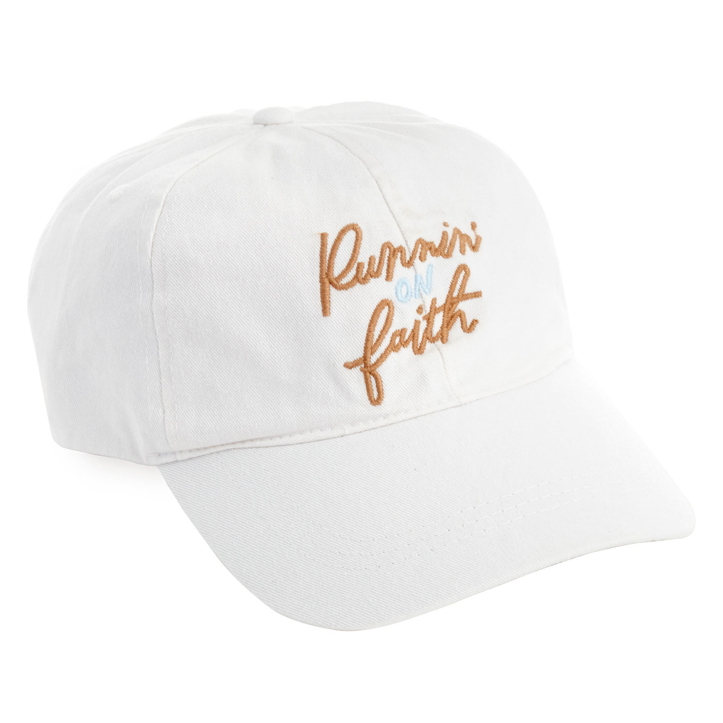 Running on Faith White Baseball Cap Scarves Hats Gloves Hallmark