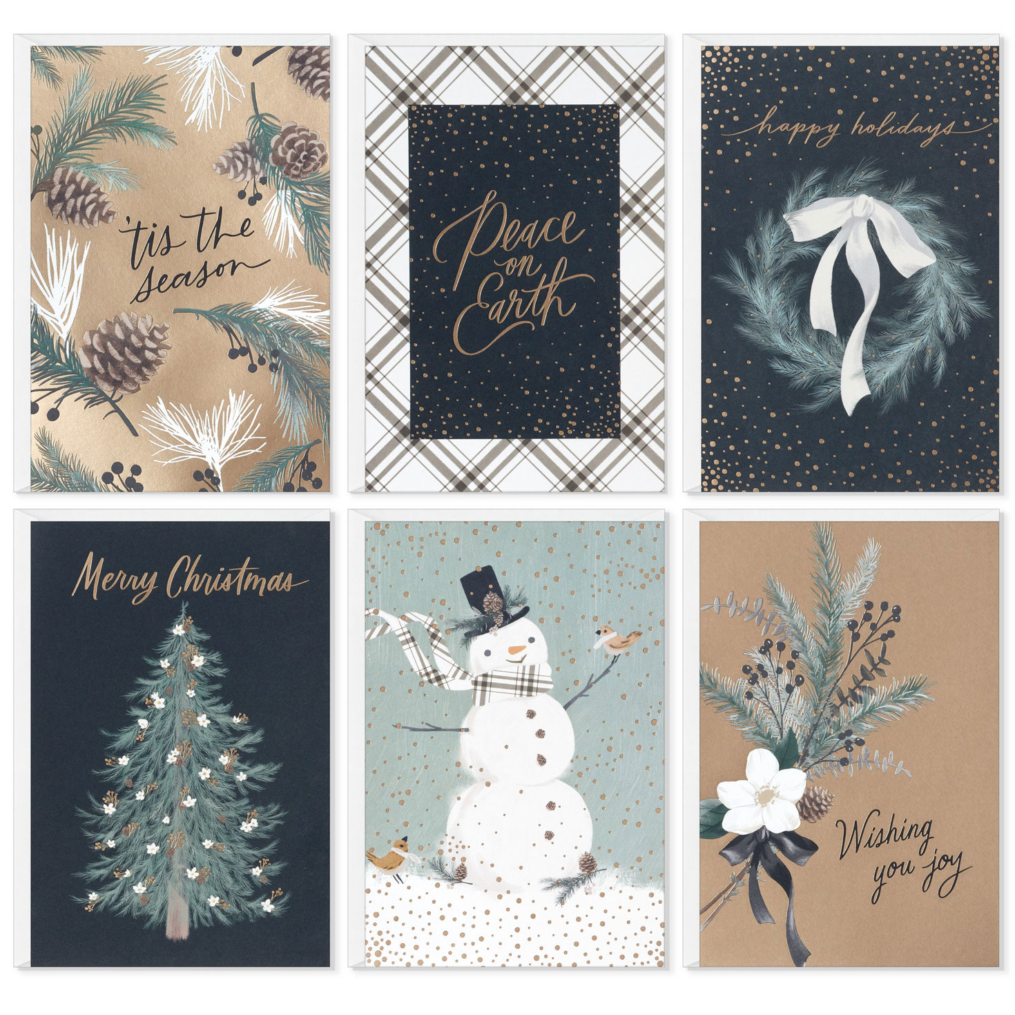 Rustic Elegance Boxed Christmas Cards Assortment, Pack of 24 - Boxed Cards  | Hallmark, image size:1470x1470