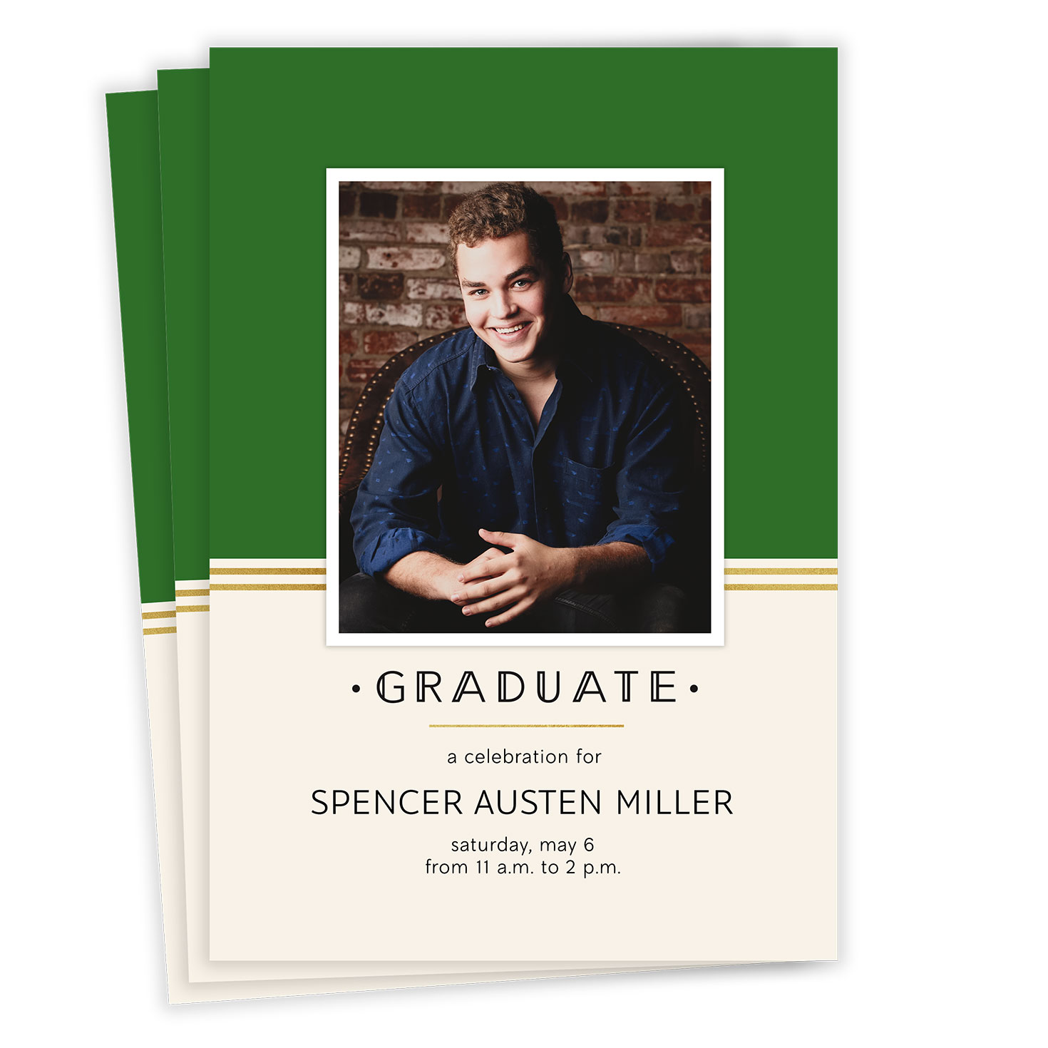 Green Classy Art Deco Graduation Invitation for only USD 2.99 | Hallmark, image size:1470x1470