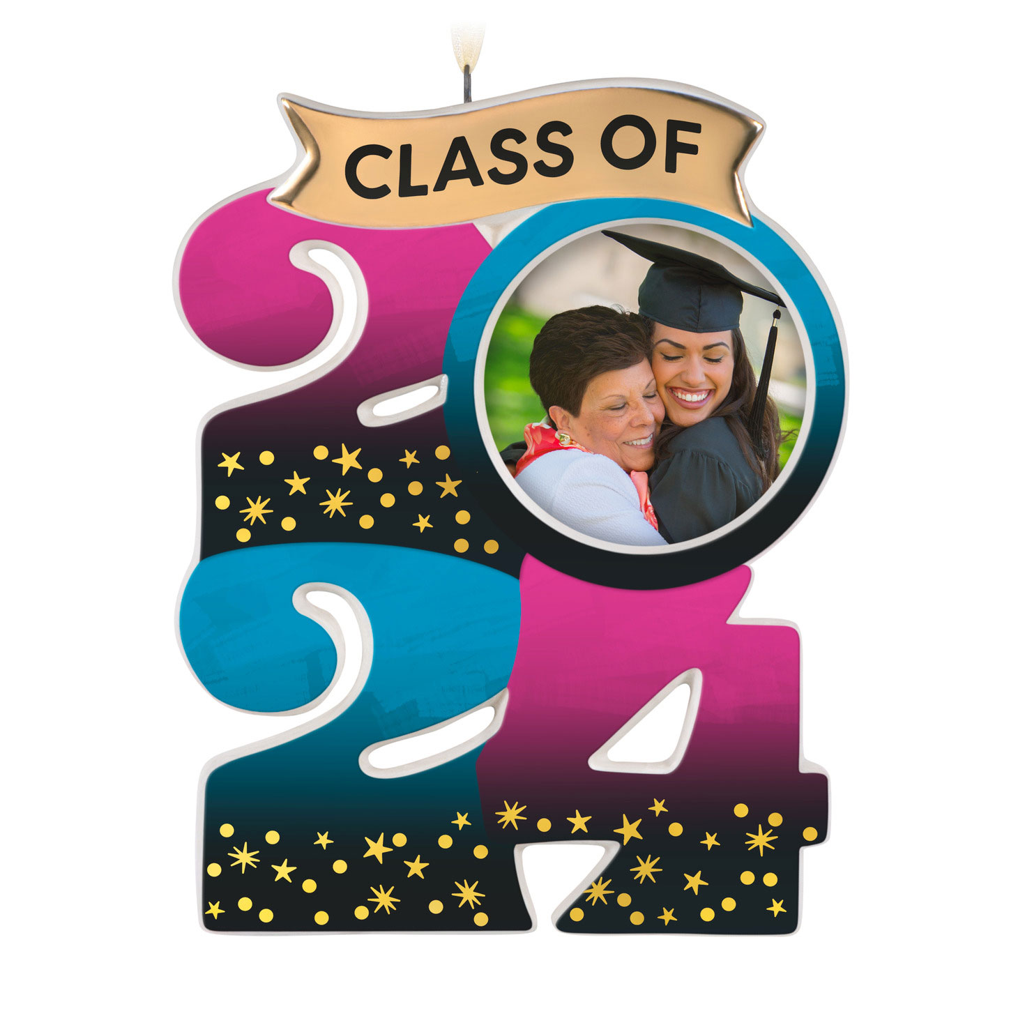 Congrats, Grad! 2024 Porcelain Personalized Ornament, Custom Photo, , large