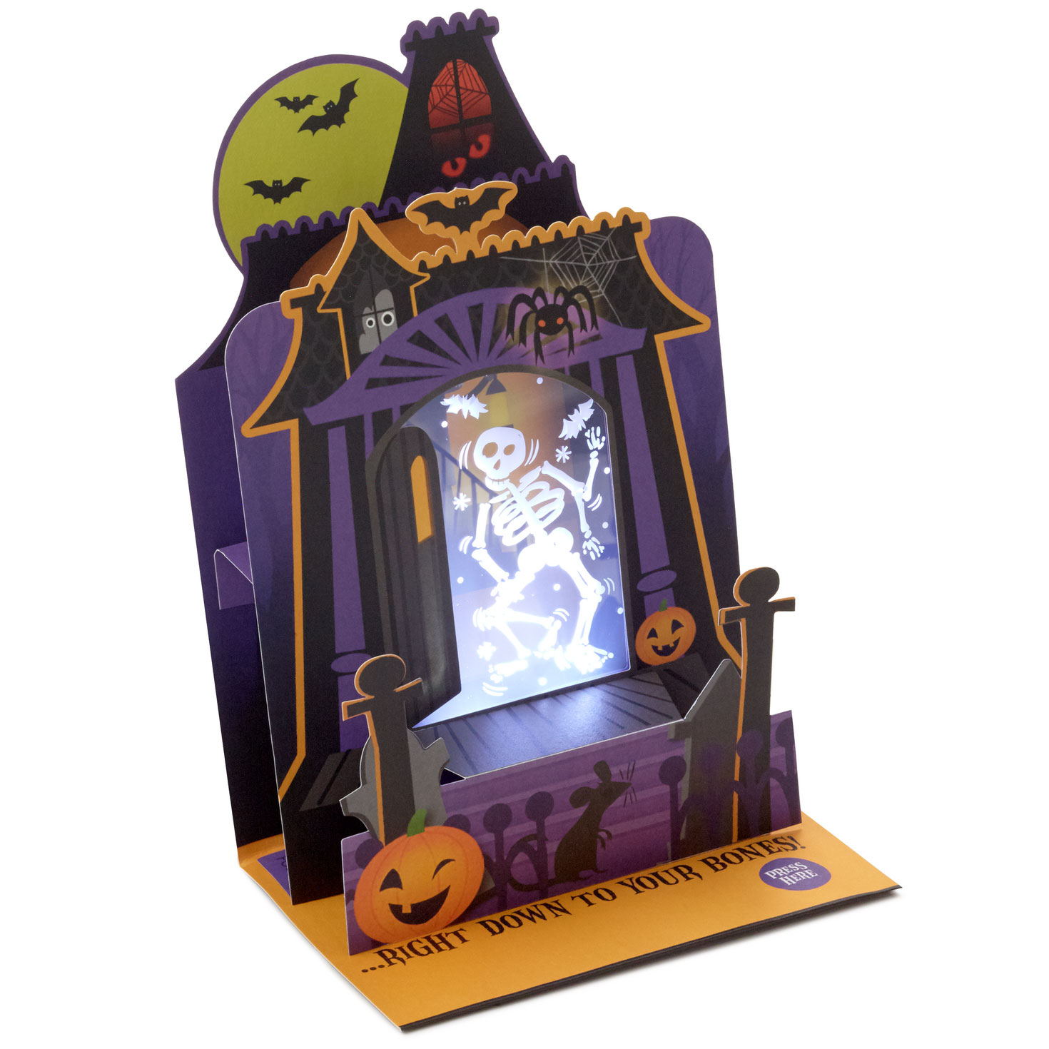 Dancing Skeleton Musical Pop-Up Halloween Card With Light