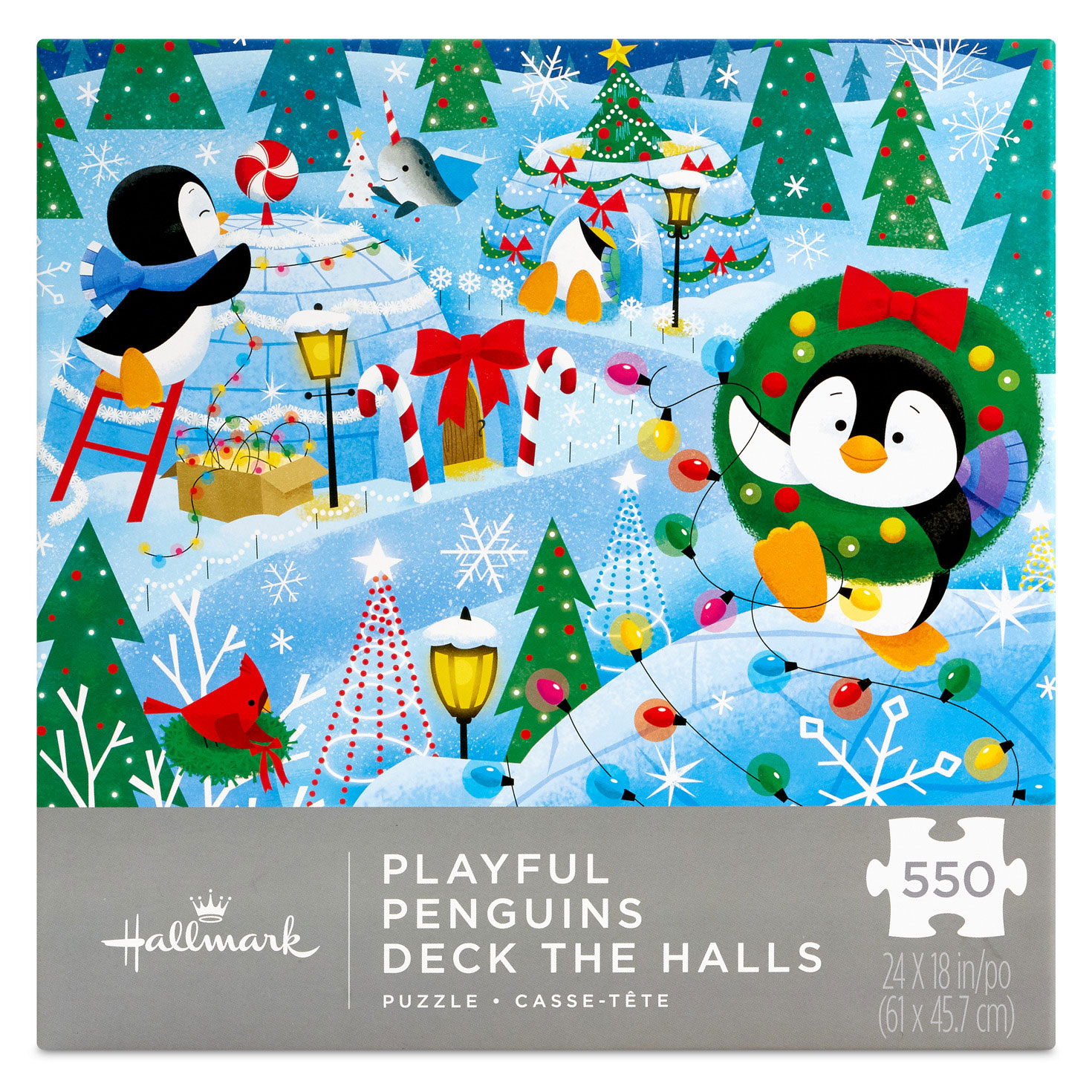 Playful Penguins Deck the Halls Jigsaw Puzzle, 550 Pieces Puzzles