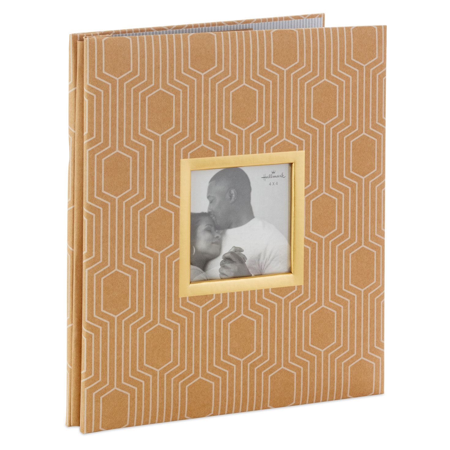 Hexagons on Kraft Large Refillable Photo Album, , large